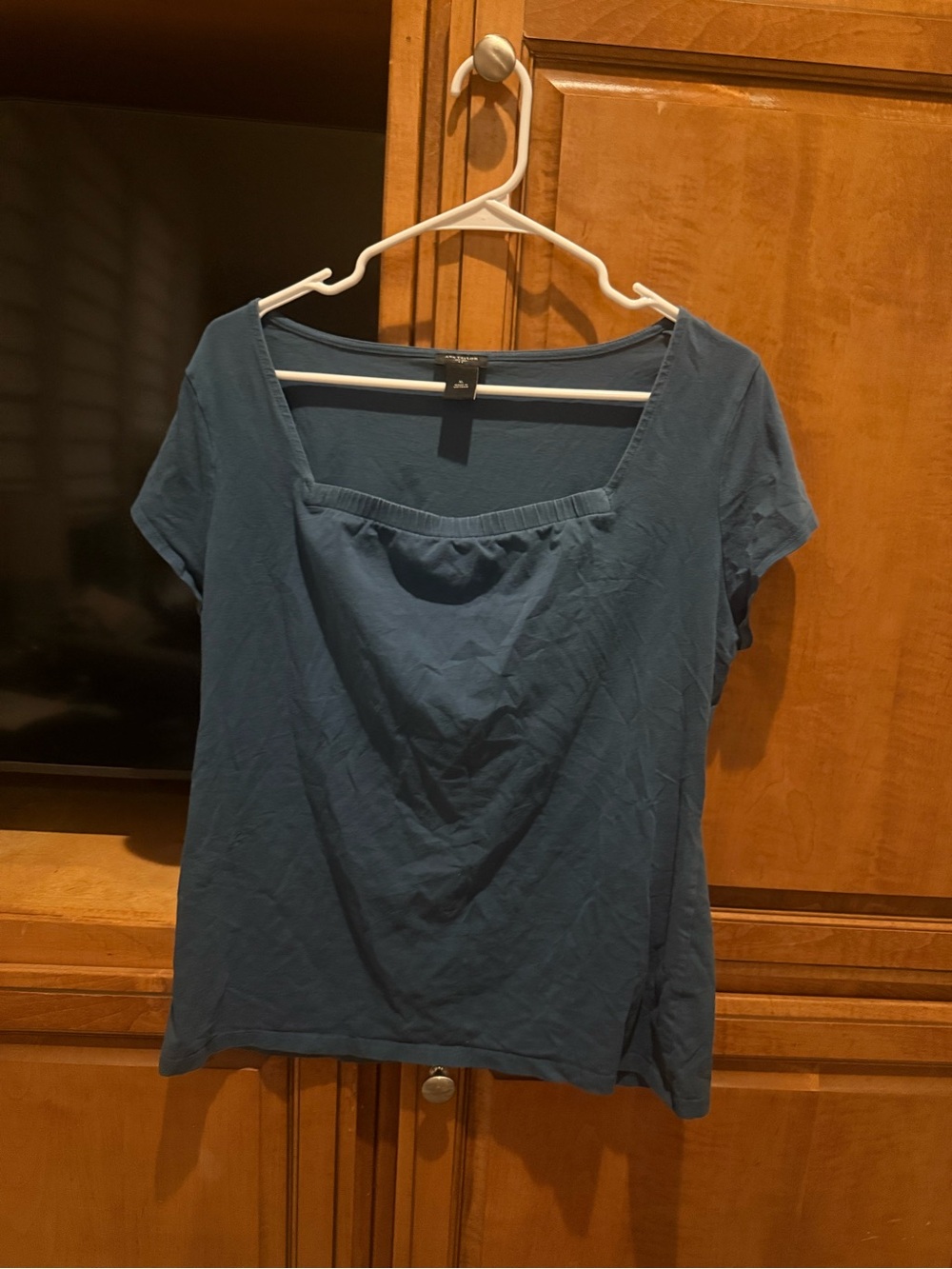 Ann Taylor Blue Square-Neck Short Sleeve Tee